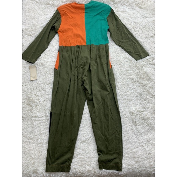 Vintage 80s American Jumpsuit Sz S Olive Green Orange‎ Shoulder Pads NWT USA - Picture 13 of 13